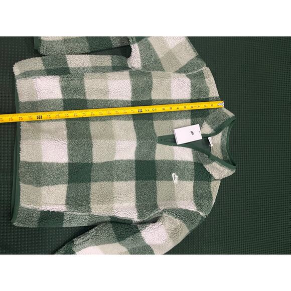 Nike Sherpa Men's Winterized Half-Zip green white plaid pattern pull over unisex - Picture 9 of 13